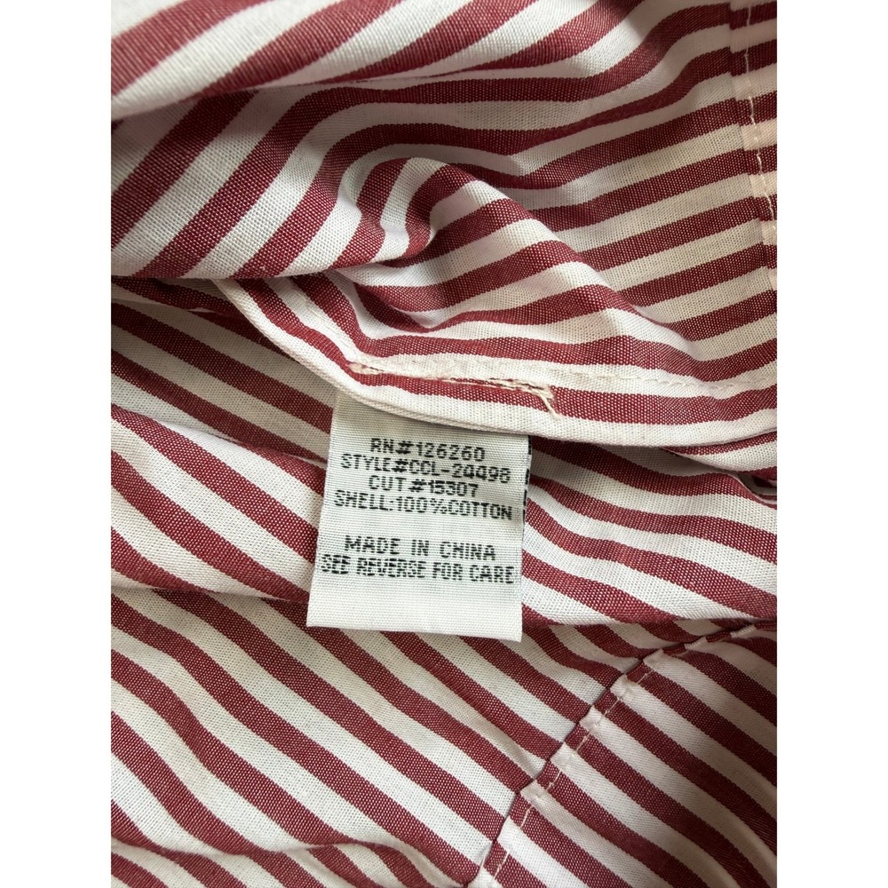 Velvet Heart Los Angeles Striped Bow Peplum Top Burgundy White Cotton Large - Picture 5 of 8